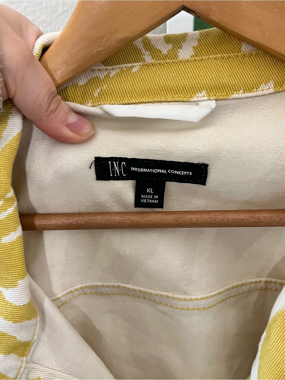 💛 INC Mustard Zebra Print Denim Jacket Sz XL - Picture 3 of 6
